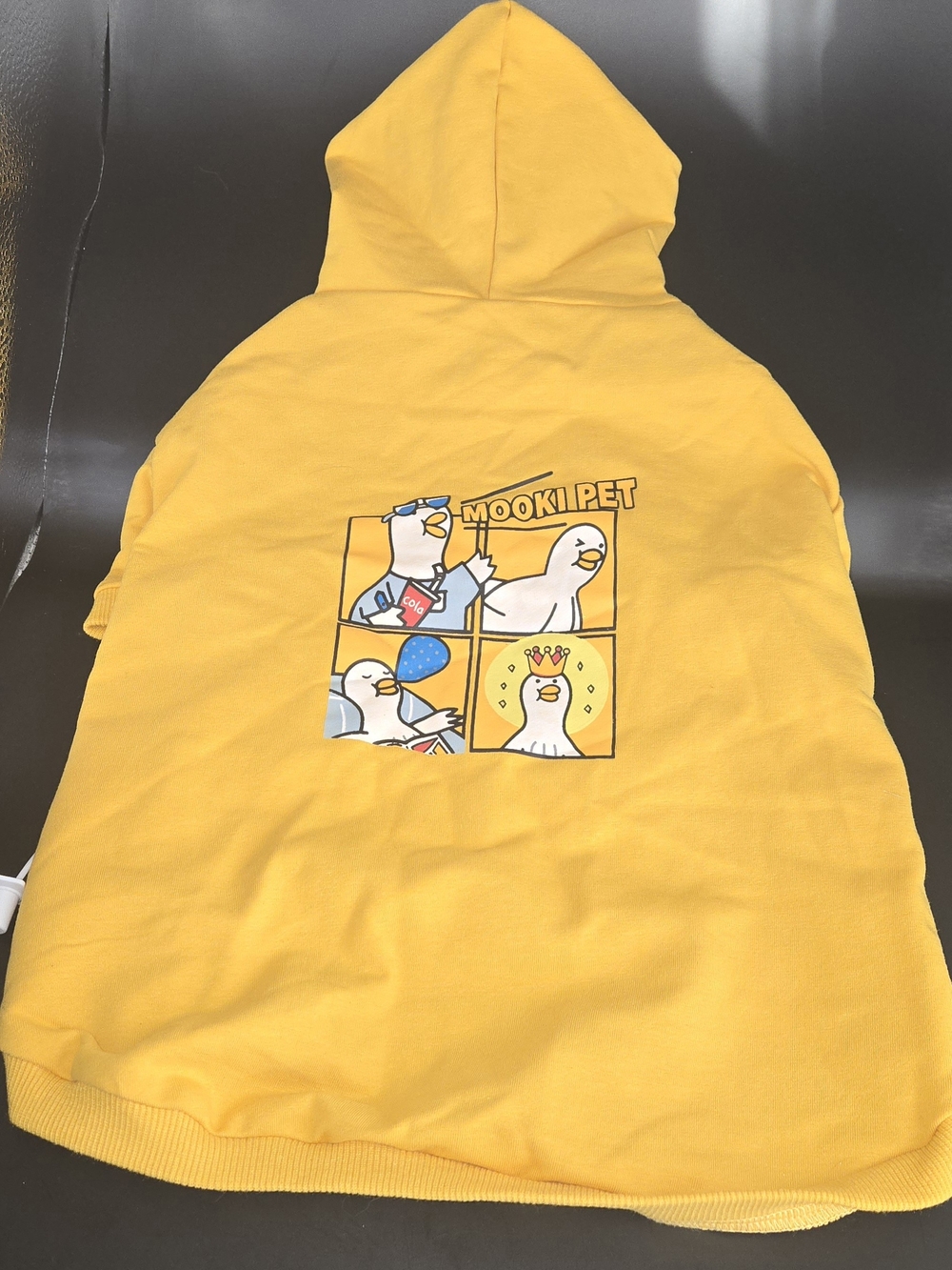 Yellow Cartoon Seagull Dog Hoodie with Hood